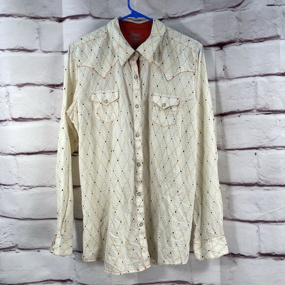 Wrangler 20X Twenty Western Shirt Mens XL Embroidered Cowboy Rodeo Rancher Beige - Picture 1 of 12